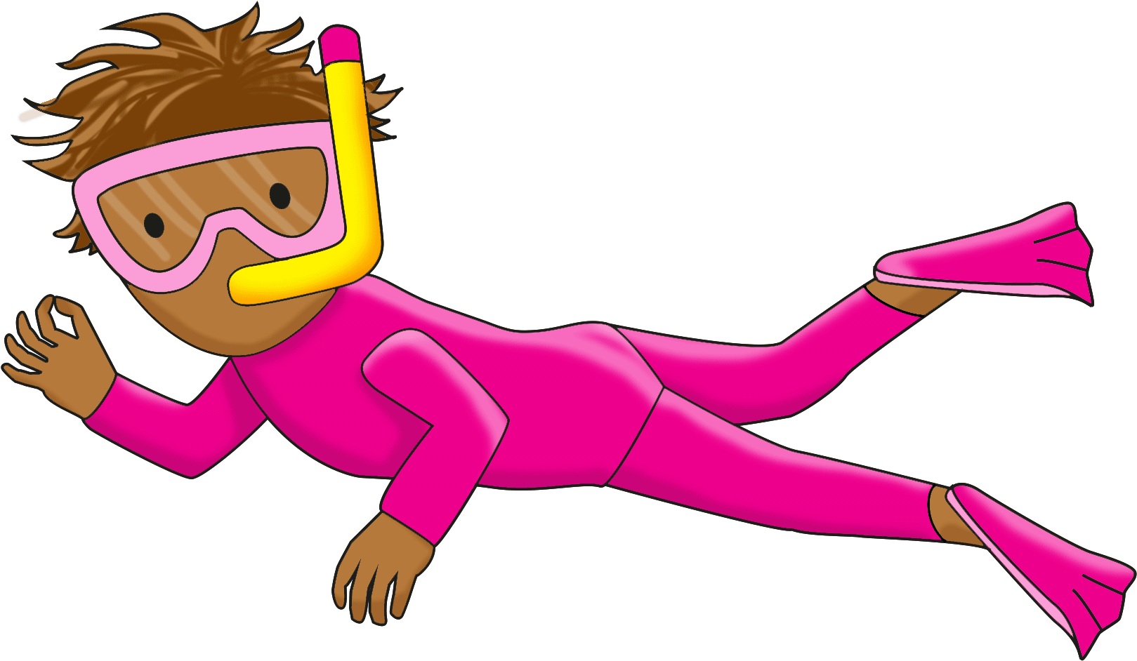 Cartoon Illustration Of A A Baby Diver In A Pink Wetsuit - Illustration Clipart (1682x999), Png Download