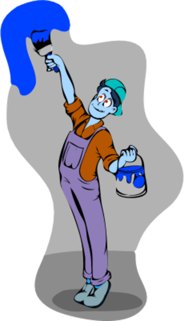 Man Painting The Holding A Bucket And A Paintbrush - Man Painting Wall Clipart - Png Download (600x1043), Png Download
