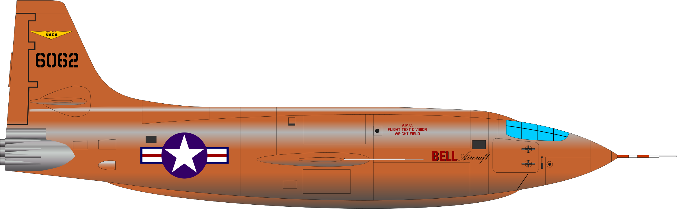Clipart Airplane Orange - Bell X 1 Clipart - Png Download (2400x1855), Png Download
