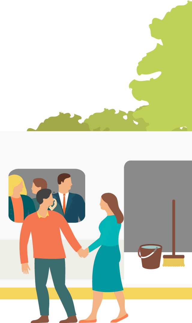 Couple Considering Empty Train Car Couple Considering Clipart (640x1076), Png Download