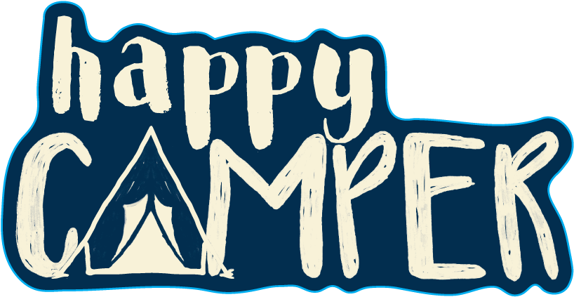 Happy Camper Sticker Clipart (1000x516), Png Download