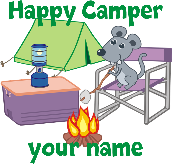 Custom Happy Camper Mouse Apron - Custom Happy Camper Mouse Pillow Case Clipart (700x700), Png Download