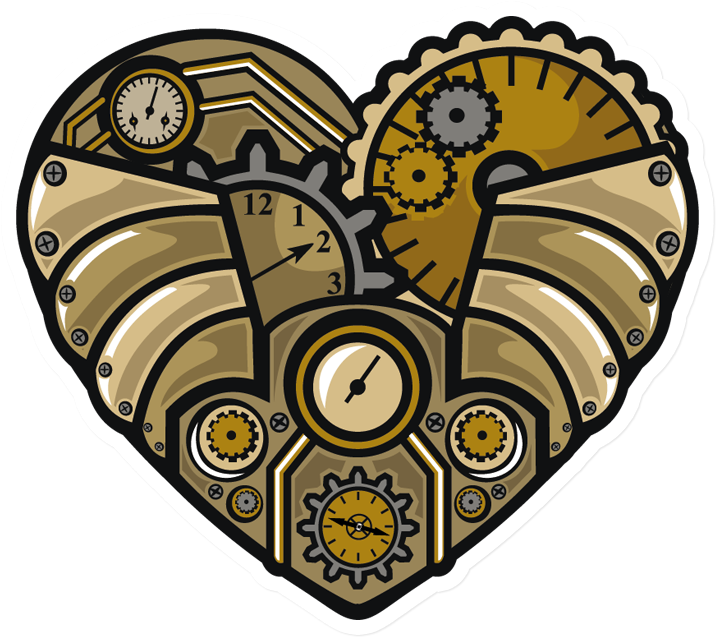 Sticker That Kick Ass Steampunk Heart - Steampunk Buttons - 1" Pinbacks, Set Of 3, Pin Back, Clipart (800x800), Png Download