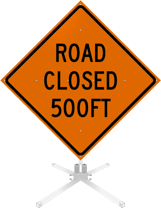 Road Closed 500 Feet Roll-up Sign - Left Lane Closed Sign Clipart (628x800), Png Download