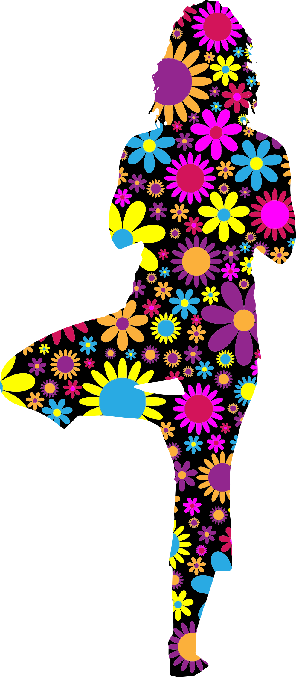 Woman Yoga Pose Silhouette Clipart (990x2260), Png Download