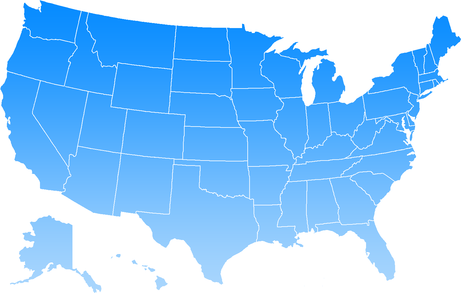 Blue Us Map Png Clipart (1513x983), Png Download