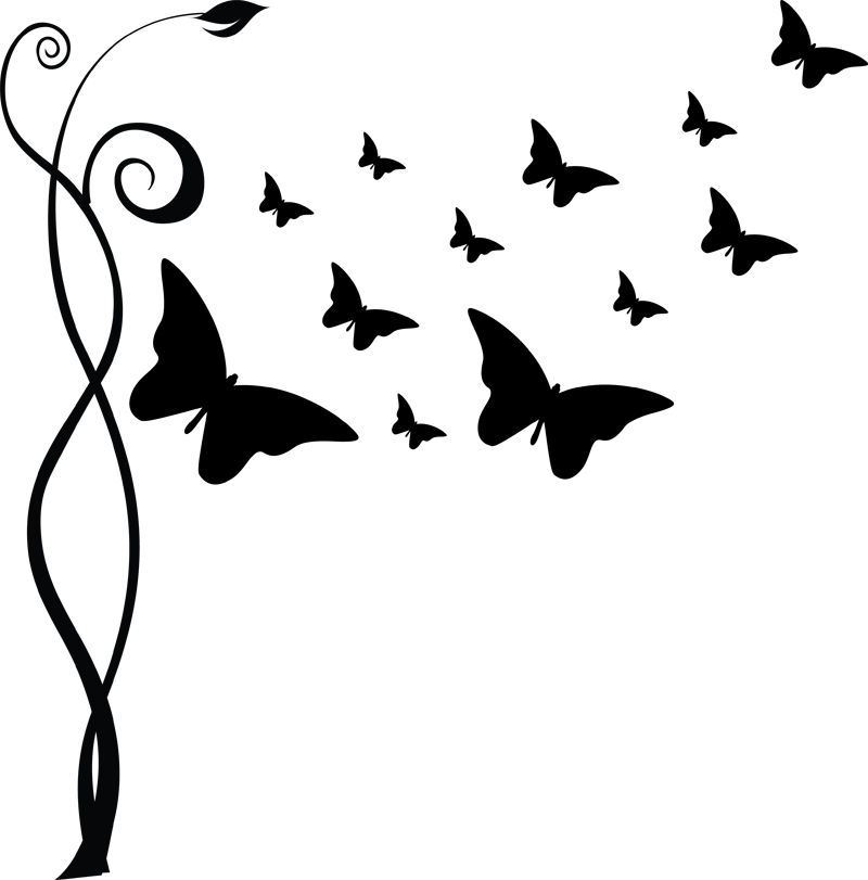 Hungry Caterpillar Plum Png Black And White Vector - Butterflies Png Black And White Clipart (800x811), Png Download