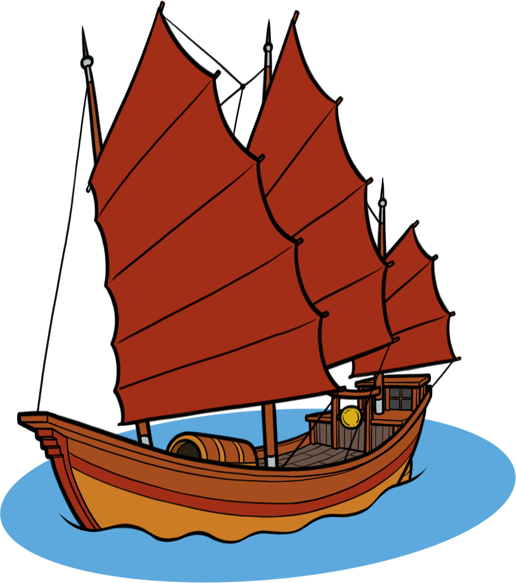 Chinese Junk Boat - Hong Kong Junk Drawing Clipart (1796x2028), Png Download