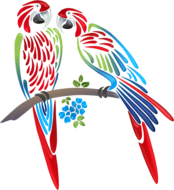 Parrots Illustrations Art & Islamic Graphics - Silhouette Clipart (582x648), Png Download