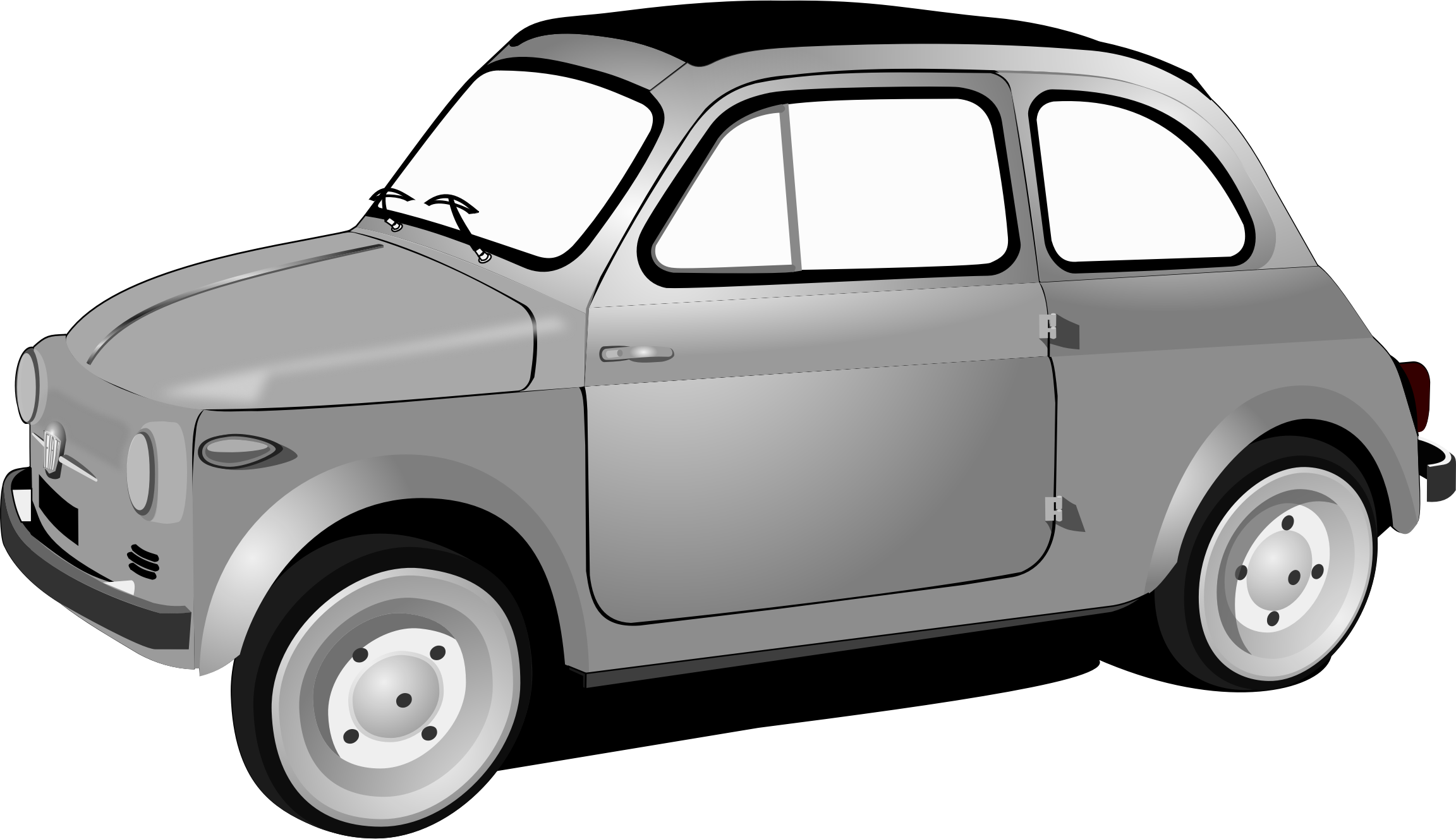 Fiat Nuova 500 Clip Art Black And White Stock - Fiat 500 Clip Art - Png Download (2304x1328), Png Download