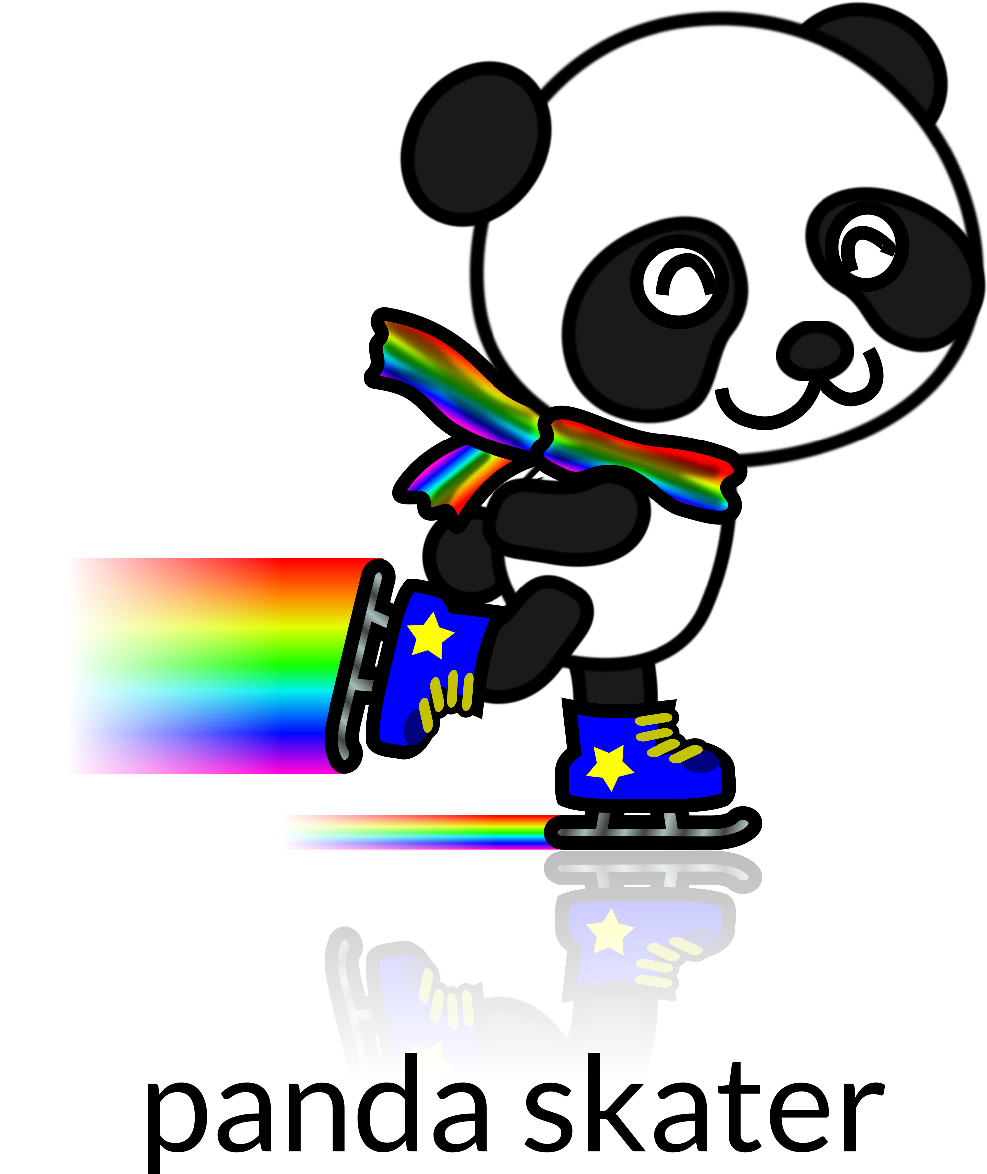 Free Panda Skater Recolored - Skating Panda Clipart (674x800), Png Download
