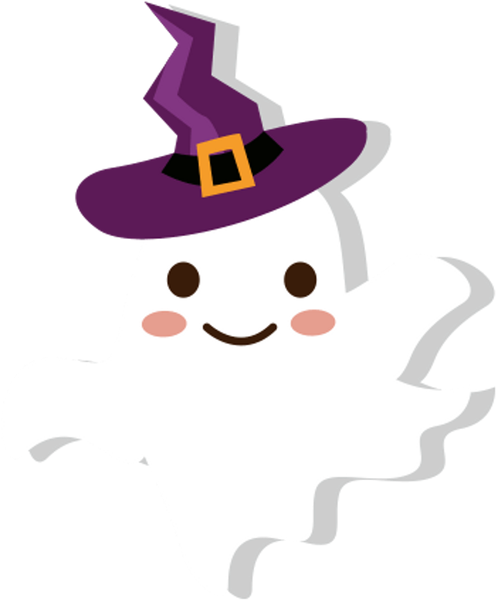 Ghost Witch Wizard Hat Cute Cartoon Halloween Trickortr - Ghosts Witch Hats Clipart - Png Download (1024x1024), Png Download