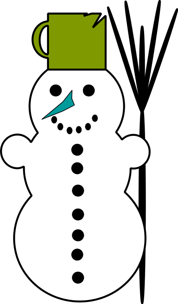 Snowman Holding Broom - Snowman Clipart (600x1022), Png Download