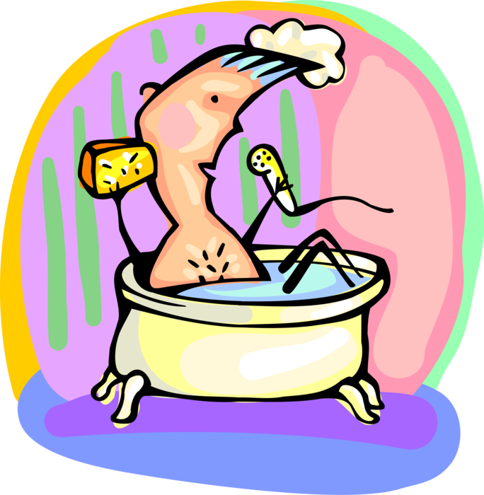 Vector Illustration Of Singing In The Bathtub With Clipart (684x700), Png Download