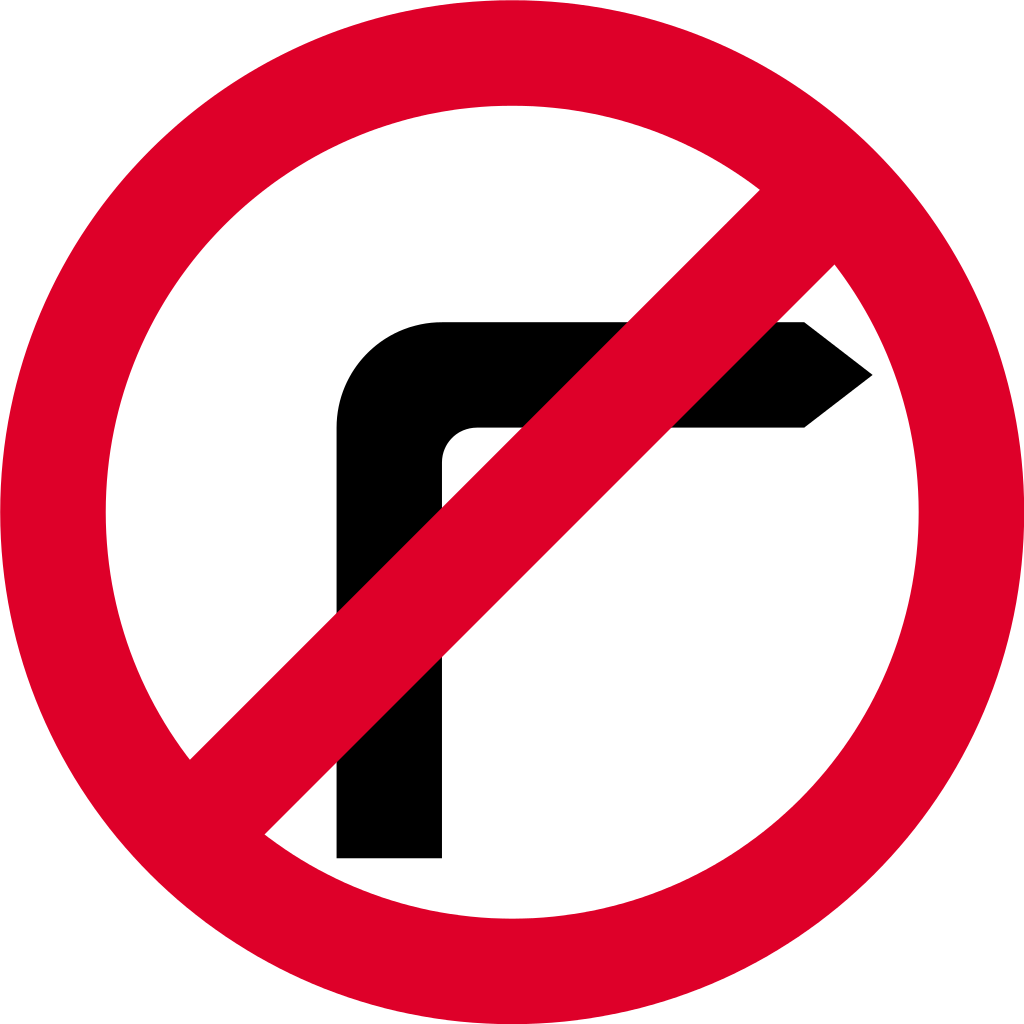Hong Kong Road Sign 122 R - No Right Turn Road Sign Clipart (1024x1024), Png Download