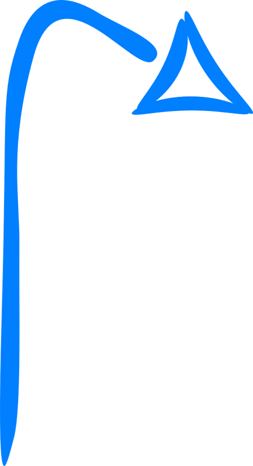 Hand Drawn Blue Arrow Clipart (500x919), Png Download