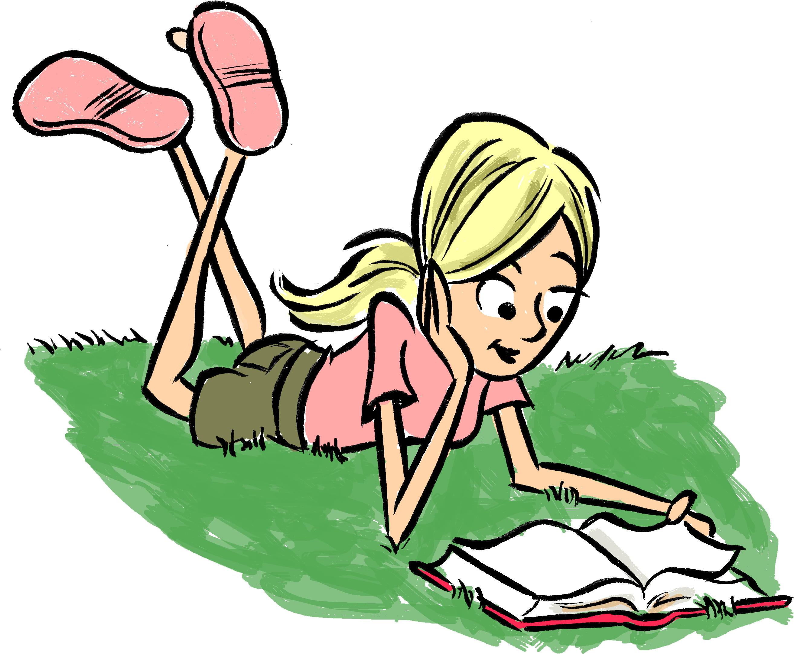 Free Choice Reading - Reading A Book Outside Clipart - Png Download (2777x2304), Png Download