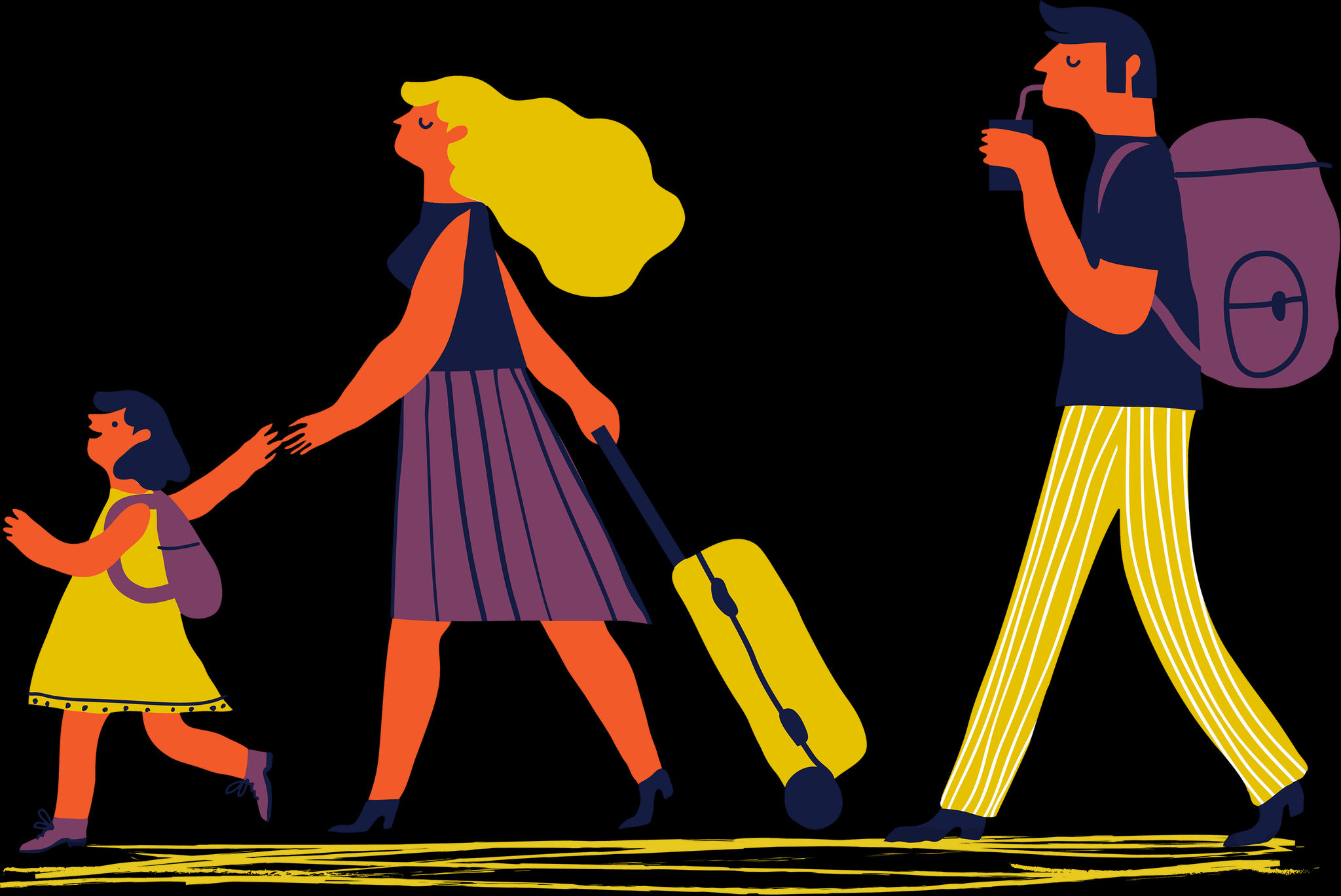 Family Trip - Illustration Clipart (1600x1069), Png Download