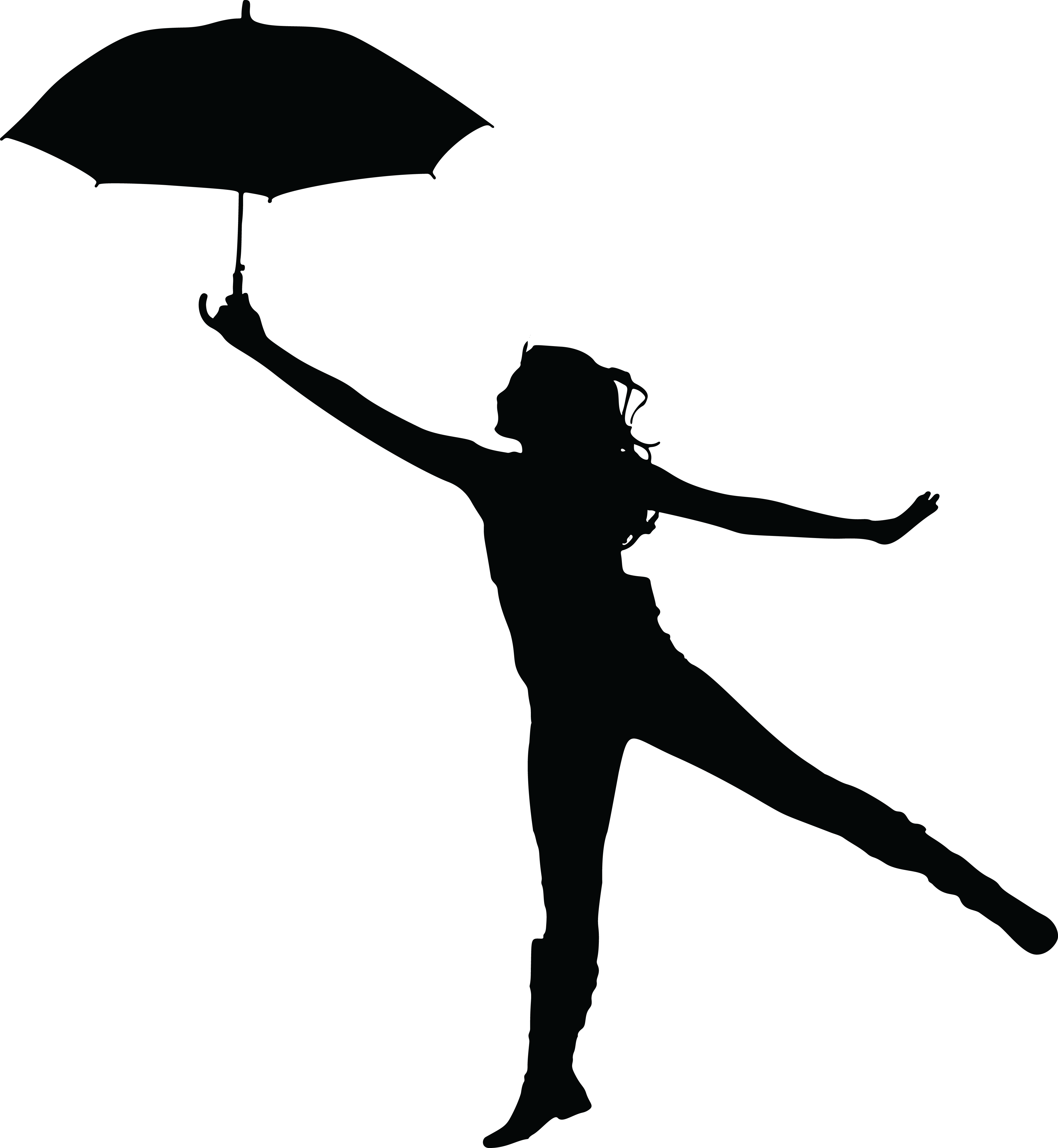 Raindrop Clipart Umbrella - Silhouette Of Girl With Umbrella - Png Download (2101x2280), Png Download
