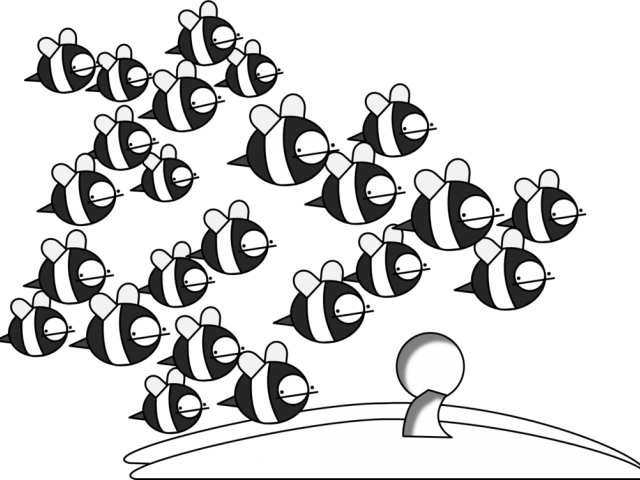 Bee Hive Clipart Drawn Bee - Clip Art - Png Download (640x480), Png Download