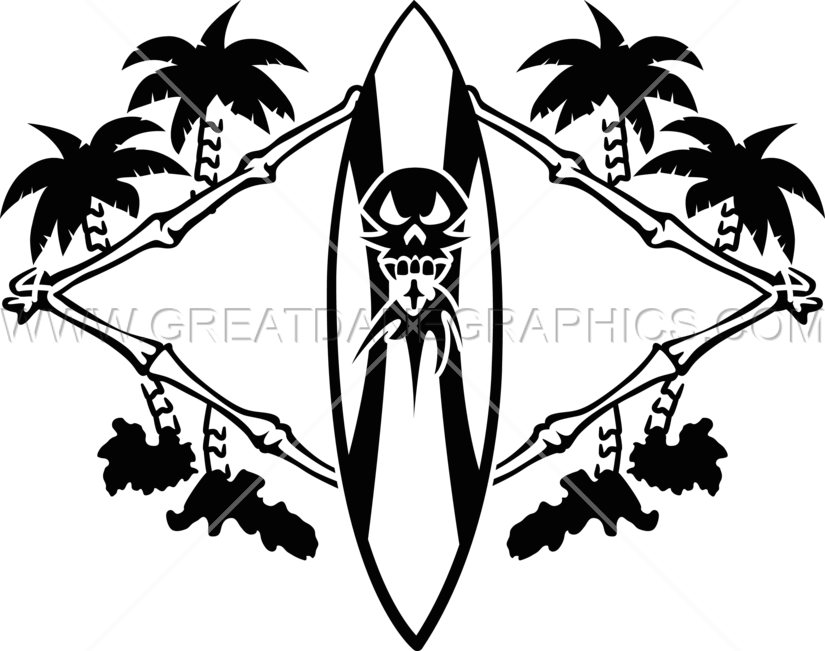 Skull Surf Board - Illustration Clipart (825x651), Png Download