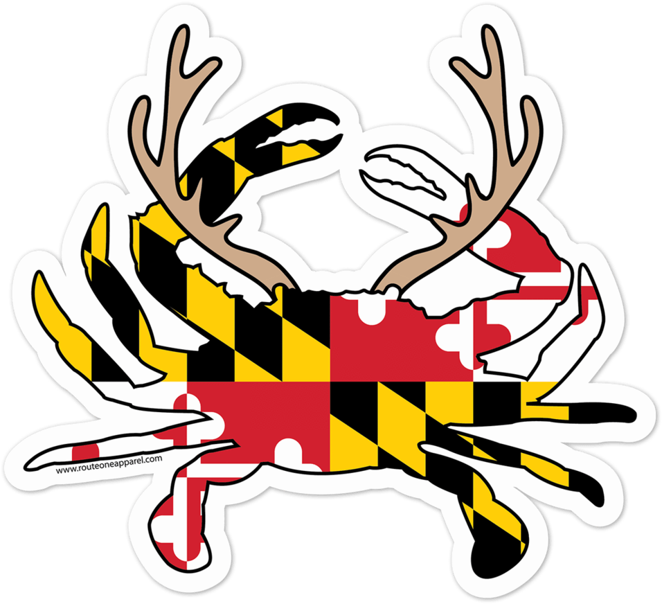 Reindeer Crab / Sticker - Maryland Crab - Flag Background Chesapeake Bay Framed Clipart (1000x910), Png Download