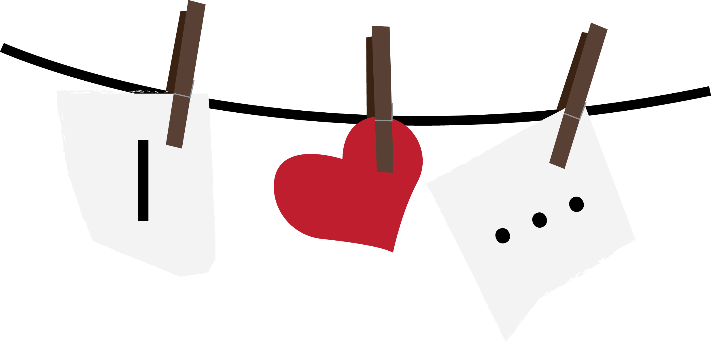 Heart On A Clothesline Clipart (2468x1187), Png Download