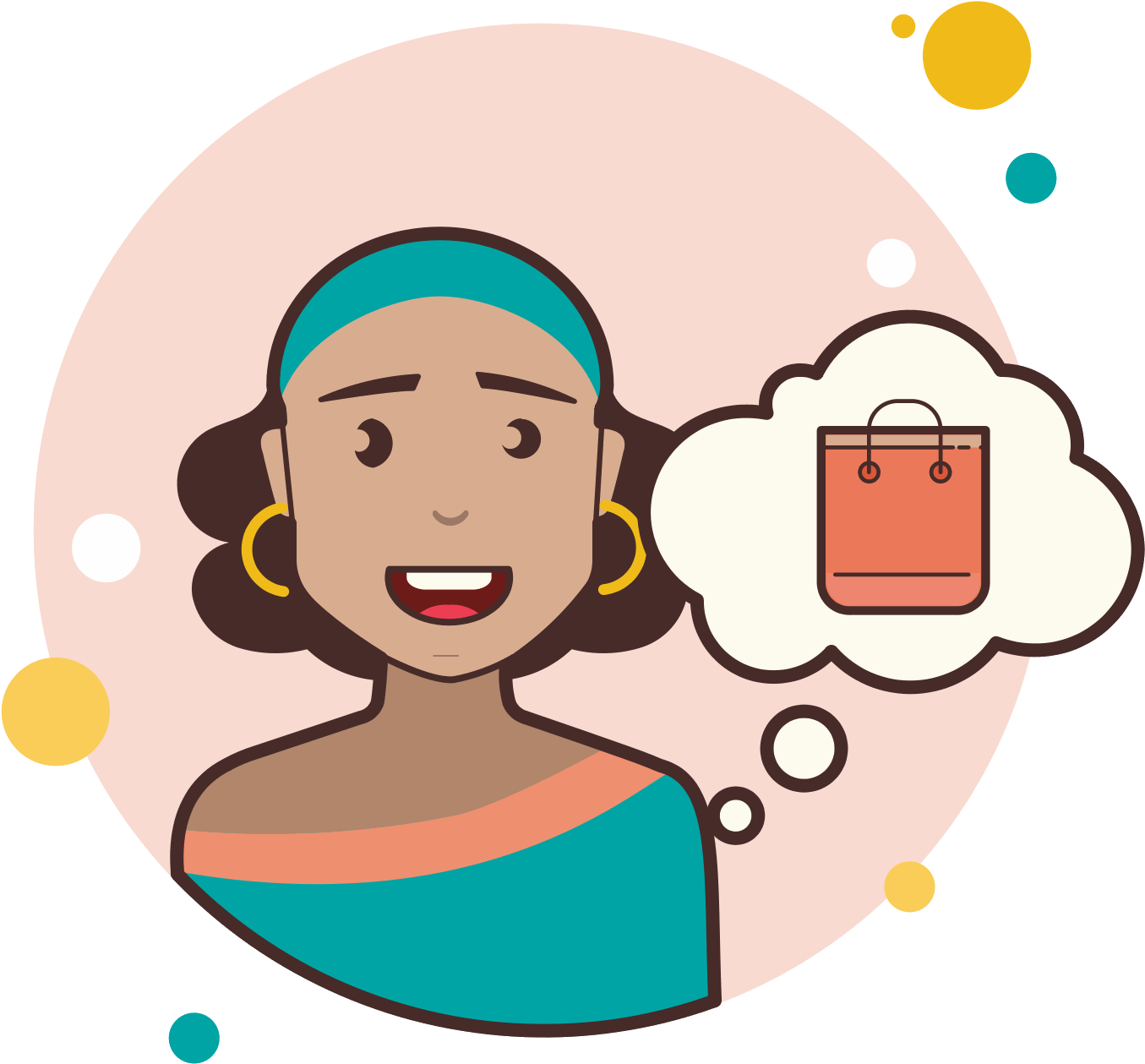 Girl With Shopping Bag Icon - Female Brown Thumb Up Cartoon Png Clipart (1600x1600), Png Download