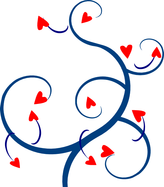 Swirl Hearts Red And Blue 2 Svg Clip Arts 528 X 599 - Png Download (528x599), Png Download