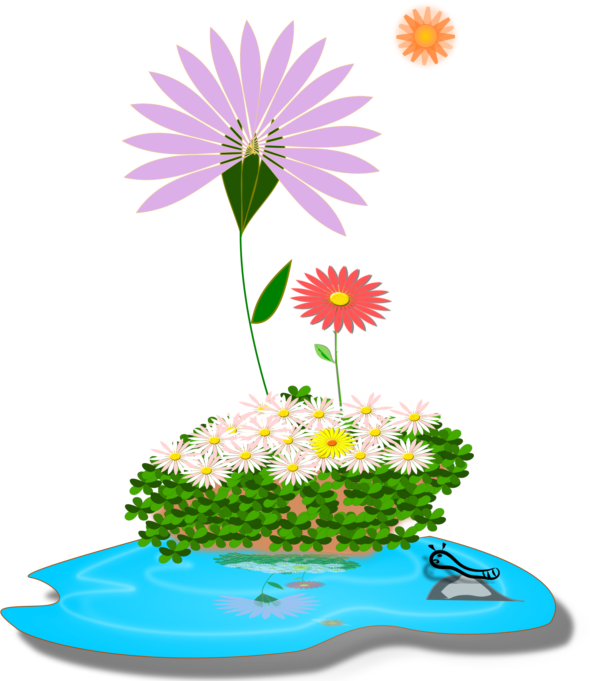 Daisy Clipart Landscape - Birthday Party Hat Cartoon - Png Download (2400x2400), Png Download