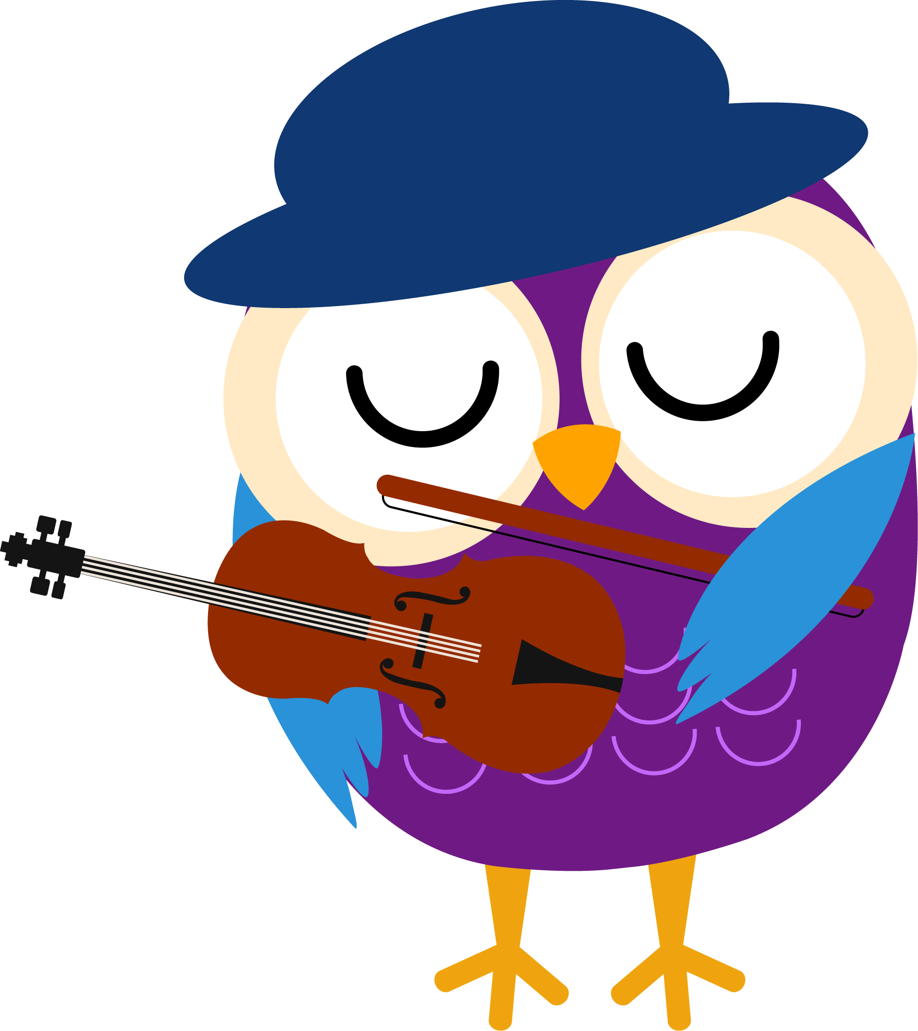 Clipart Piano Piano Guitar - Zazzle Retro Eulen-musiker-violine T-shirt - Png Download (1849x2078), Png Download