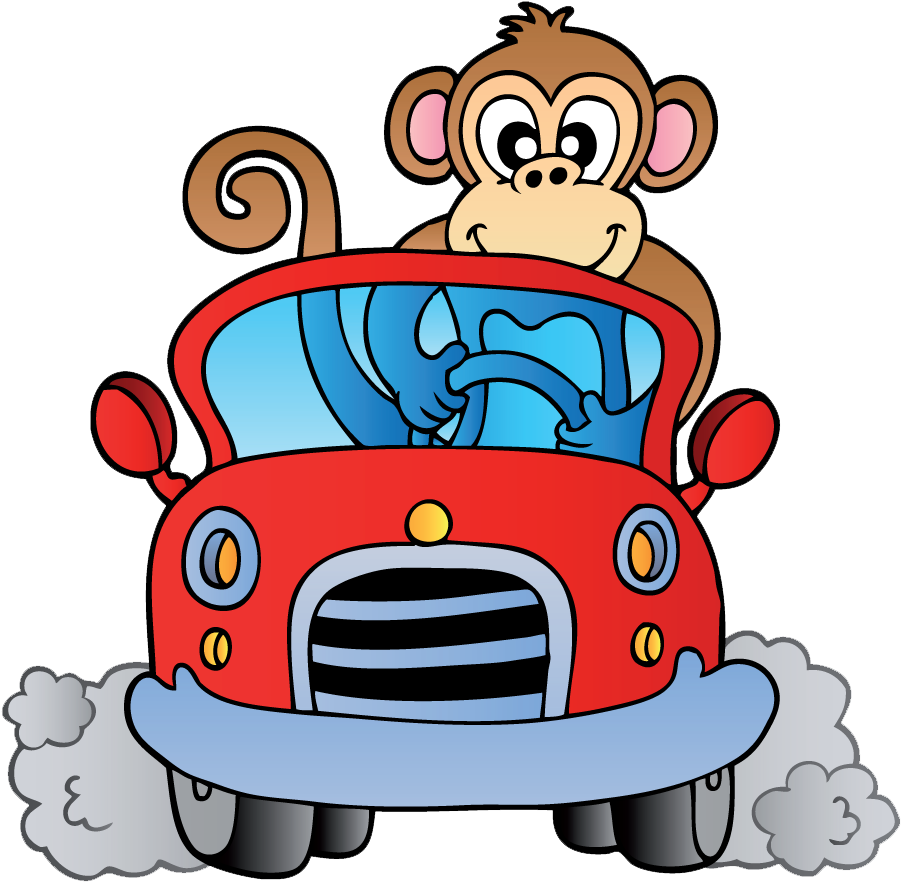 Monkey Bizz - Monkey In Car Clipart - Png Download (992x992), Png Download