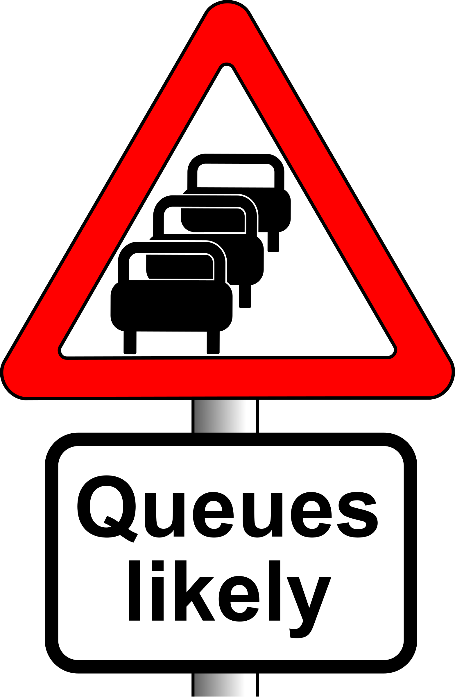 Predictable Performance - Queues Likely Road Sign Clipart (835x1280), Png Download