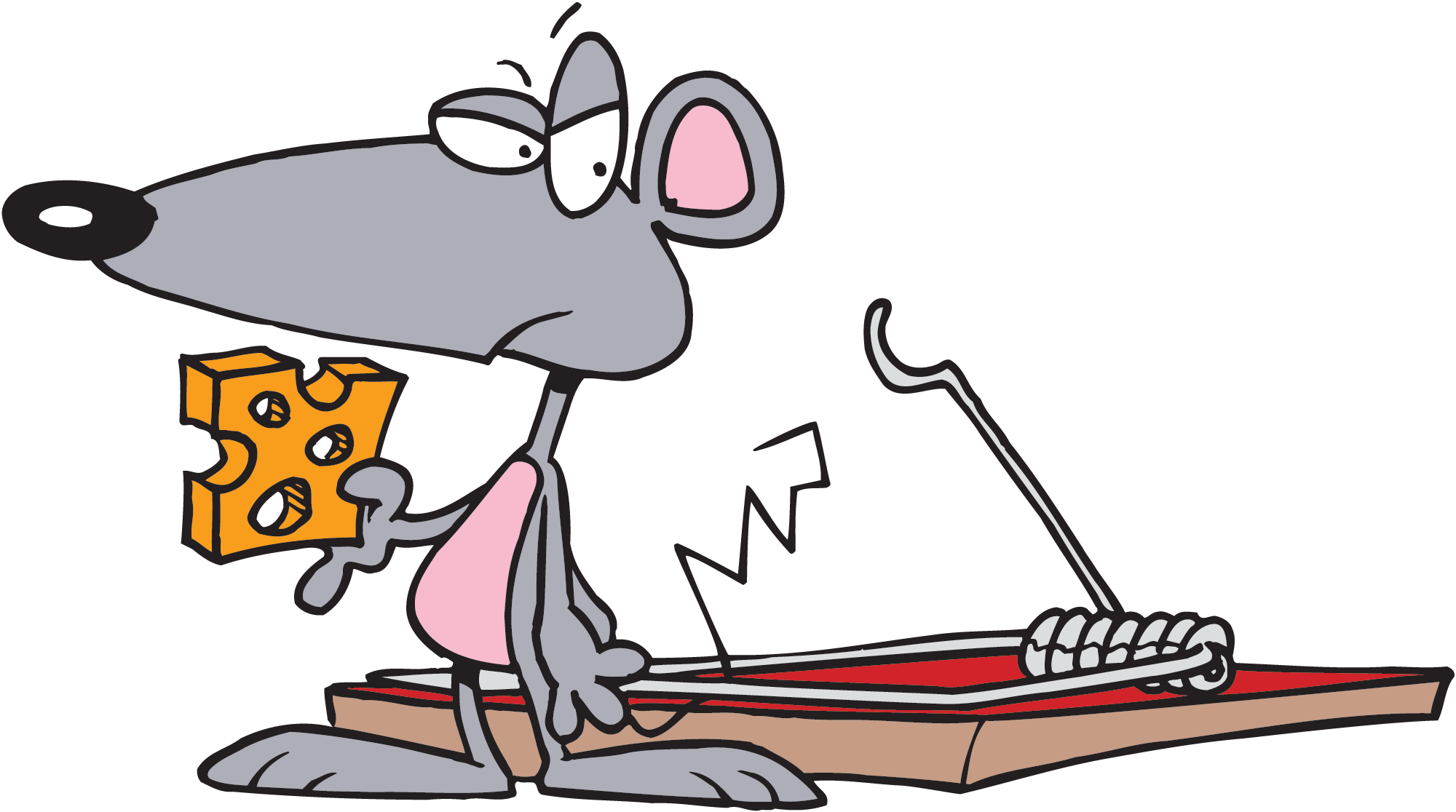 Mouse Trap Clipart - Mouse In A Trap Cartoon - Png Download (2000x1116), Png Download