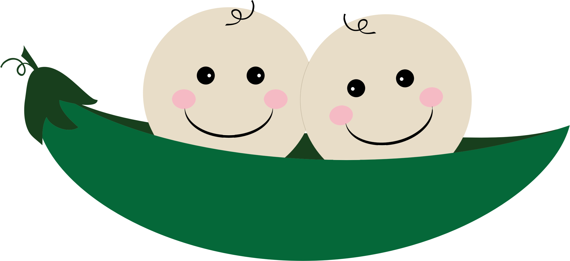 Peas Drawing Pod Meaning - Happy Birthday To A Twin Clipart (2242x1028), Png Download