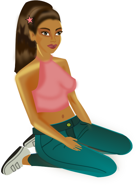 Бесплатное Изображение На Pixabay - Cartoon Girl Sitting Png Clipart (494x640), Png Download