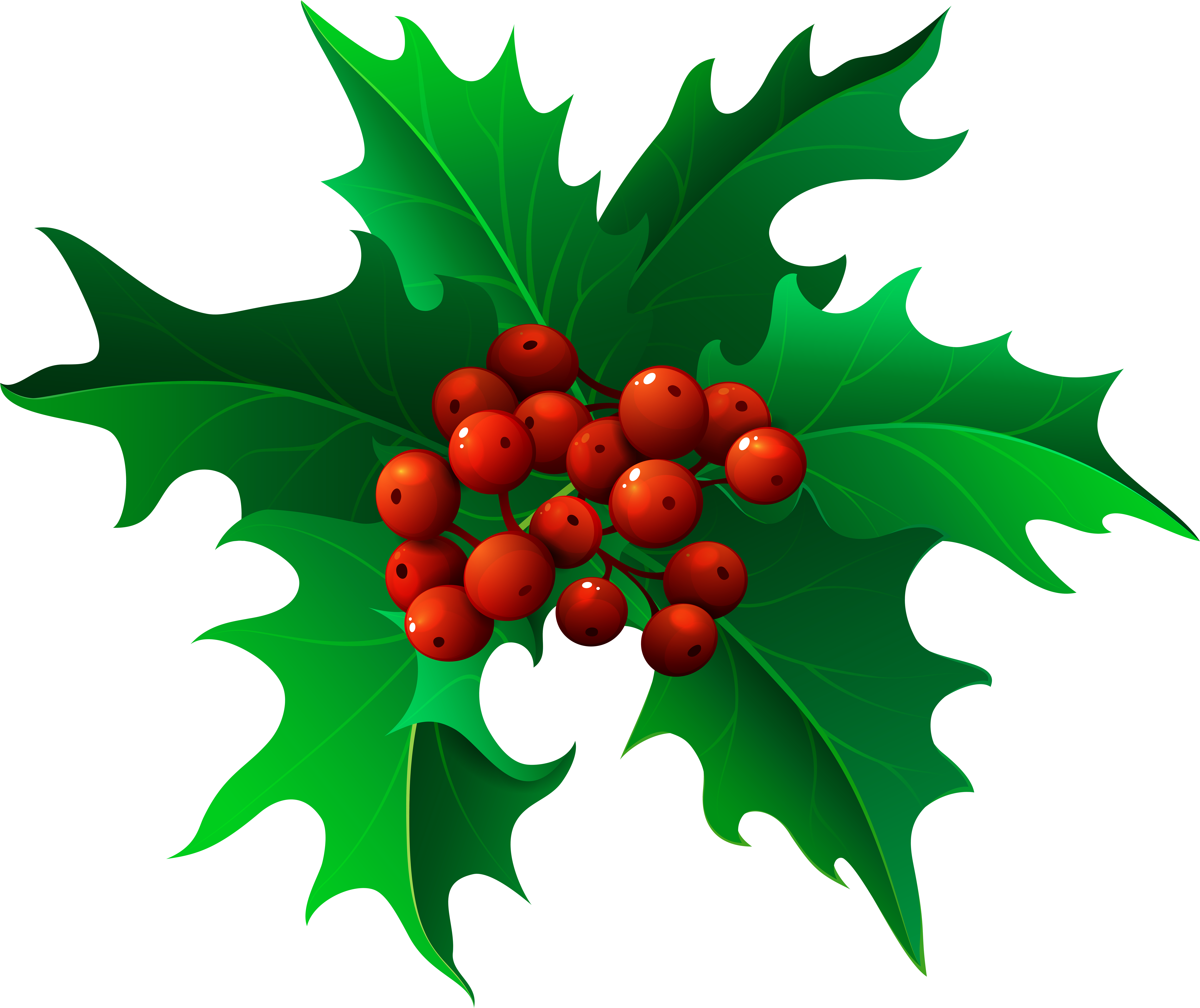 Holly Images Free Clip Art - Png Download (8000x6720), Png Download