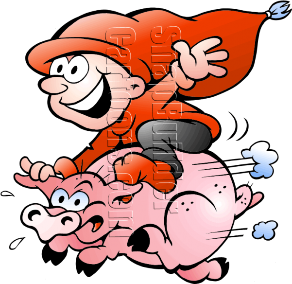 Elf Riding A Pig Tote Bag, Adult Unisex, Natural Clipart (600x600), Png Download