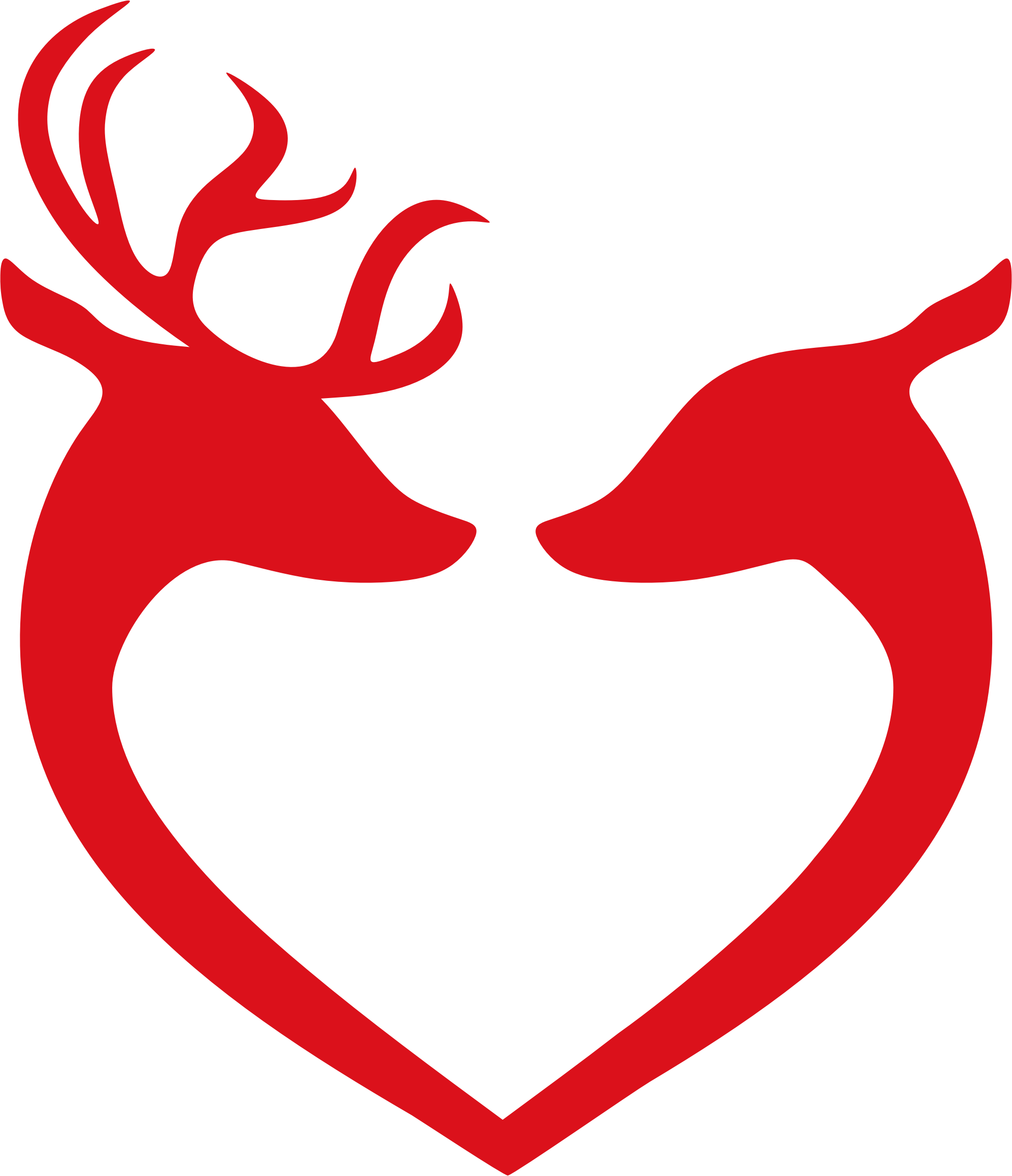 Reindeer Clipart Couple - Deer Head Silhouette - Png Download (1994x2316), Png Download