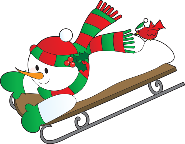 Snowman On Sled - Snowman Clipart Transparent Background - Png Download (639x497), Png Download