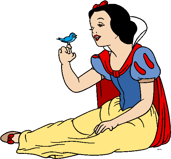 Dwarf Clipart Border - Disney Snow White With Bird - Png Download (575x537), Png Download
