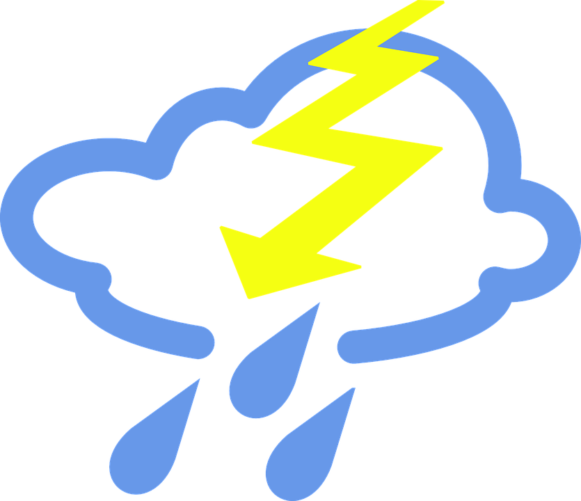 Free Vector Thunder Storms Weather Symbol Clip Art - Weather Symbols Thunderstorm - Png Download (600x517), Png Download