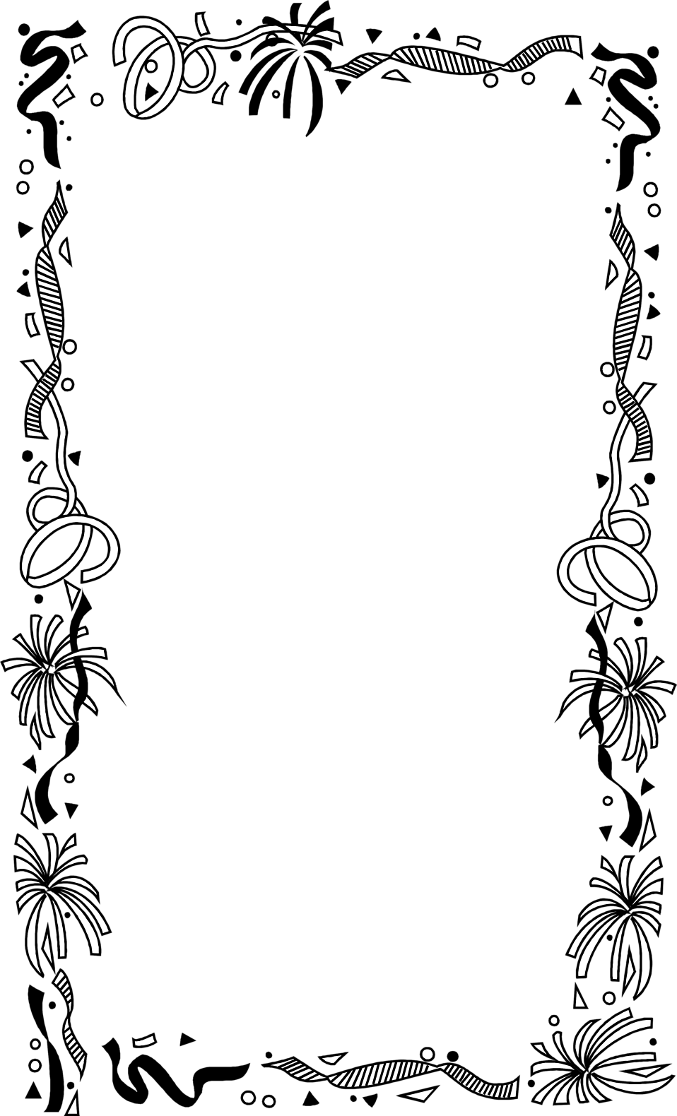 Borders And Frames Picture Frames Drawing Clip Art - Black And White Birthday Border - Png Download (958x1580), Png Download