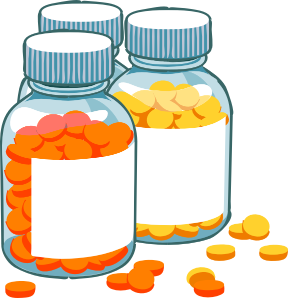 Banner Black And White Blank Pill Bottles Clip Art - Medicine Log And Journal: Log Your Medicines - Png Download (576x597), Png Download
