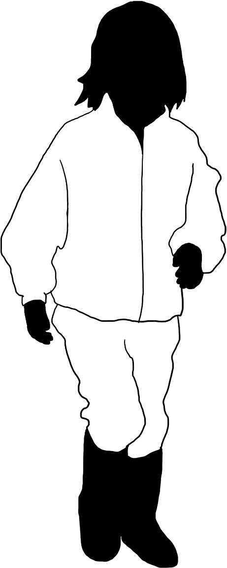 Girl Running Black White Silhouette - Child Clipart (507x1181), Png Download