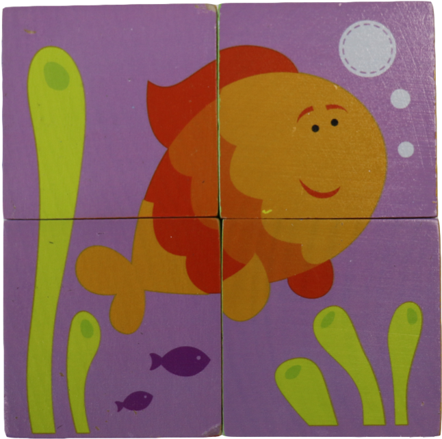 Sea Creatures Cube Puzzle - Child Art Clipart (1024x1024), Png Download