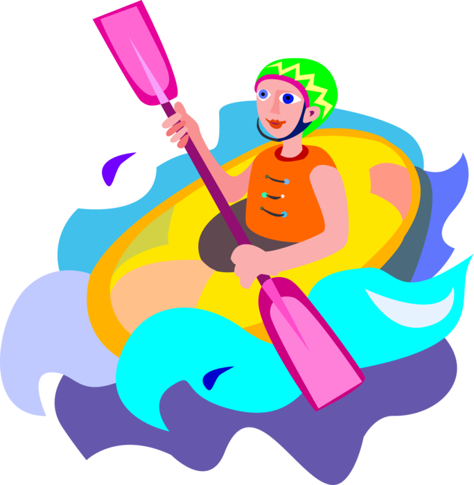 Vector Illustration Of Extreme Water Sports Whitewater - White Water Rafting Cartoon Png Clipart (684x700), Png Download