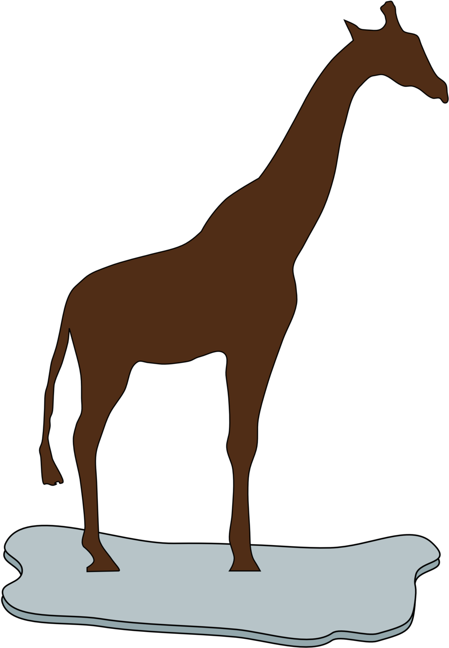 Giraffe On Ice Brown Clip Art - Brown Giraffe - Png Download (553x800), Png Download