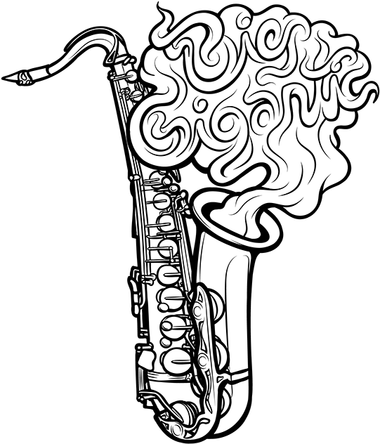 "big Gigantic Saxophone"- Sticker Design - Big Gigantic Art Clipart (600x687), Png Download