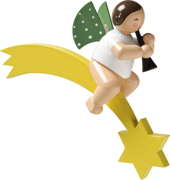 Angel With Clarinet, On Comet - Christmas Tree Angel With Clarinet (wendt Und Kuehn) Clipart (661x700), Png Download